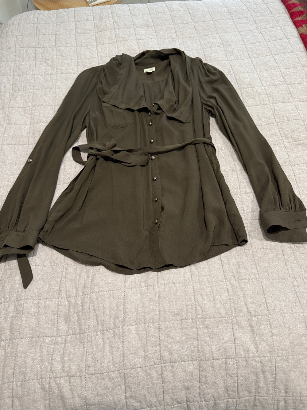 Odille Army Green Collar Blouse